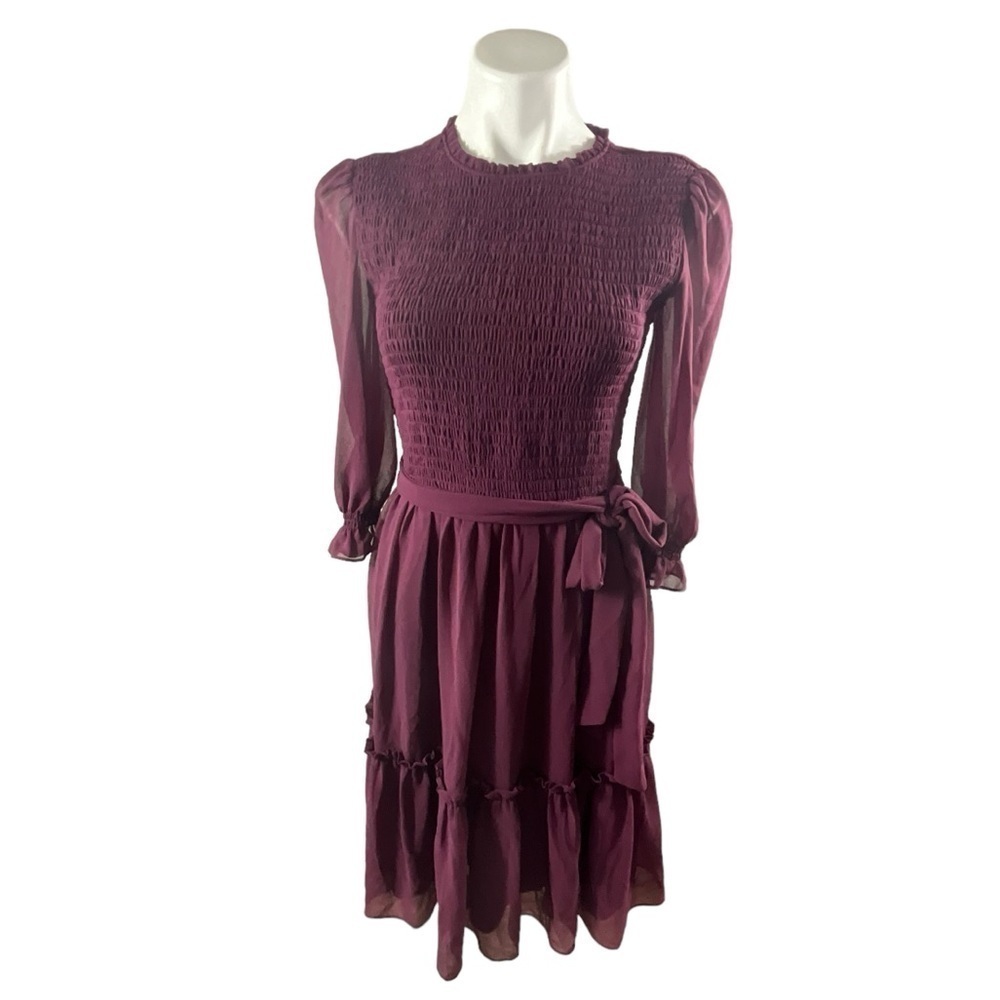 Rachel Parcell‎ Purple Nectar Smocked Tie Waist Dress - Picture 5 of 12